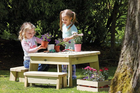 Square Table & Bench Set